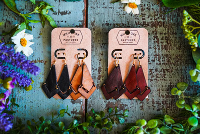 Grassfed Leather Earrings - Hanging Arrow